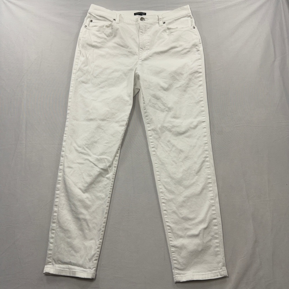 Eileen Fisher Pants Organic Cotton Stretch Straight Leg White Womens Size M